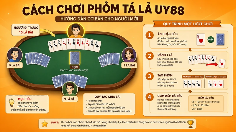 Luật chơi Phỏm Tá Lả ăn bài gửi bài và tính điểm