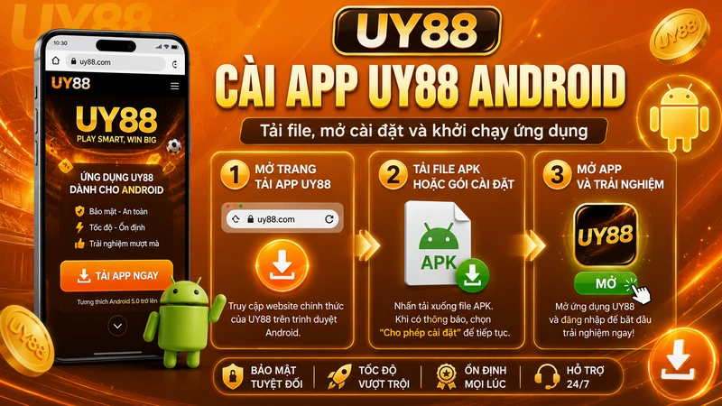 Các bước tải và mở file APK UY88 trên Android