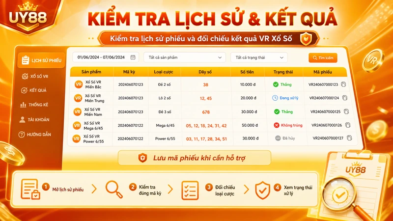 Đối chiếu kết quả theo đúng sản phẩm, mã kỳ và loại cược