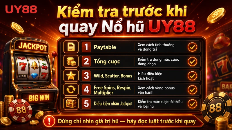 Những thông tin cần kiểm tra trước khi quay Nổ hũ UY88