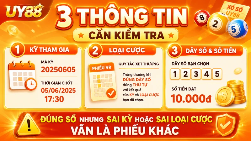 Ba thông tin cần kiểm tra trước khi xác nhận phiếu VR Xổ Số