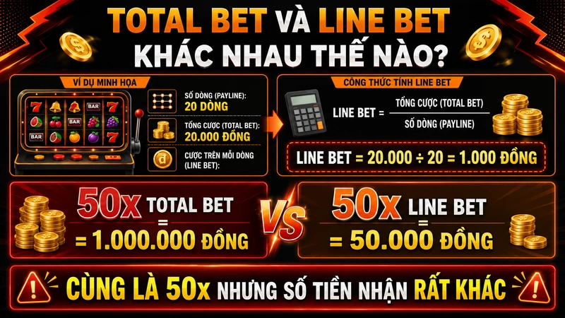 Phân biệt Total Bet và Line Bet khi đọc paytable